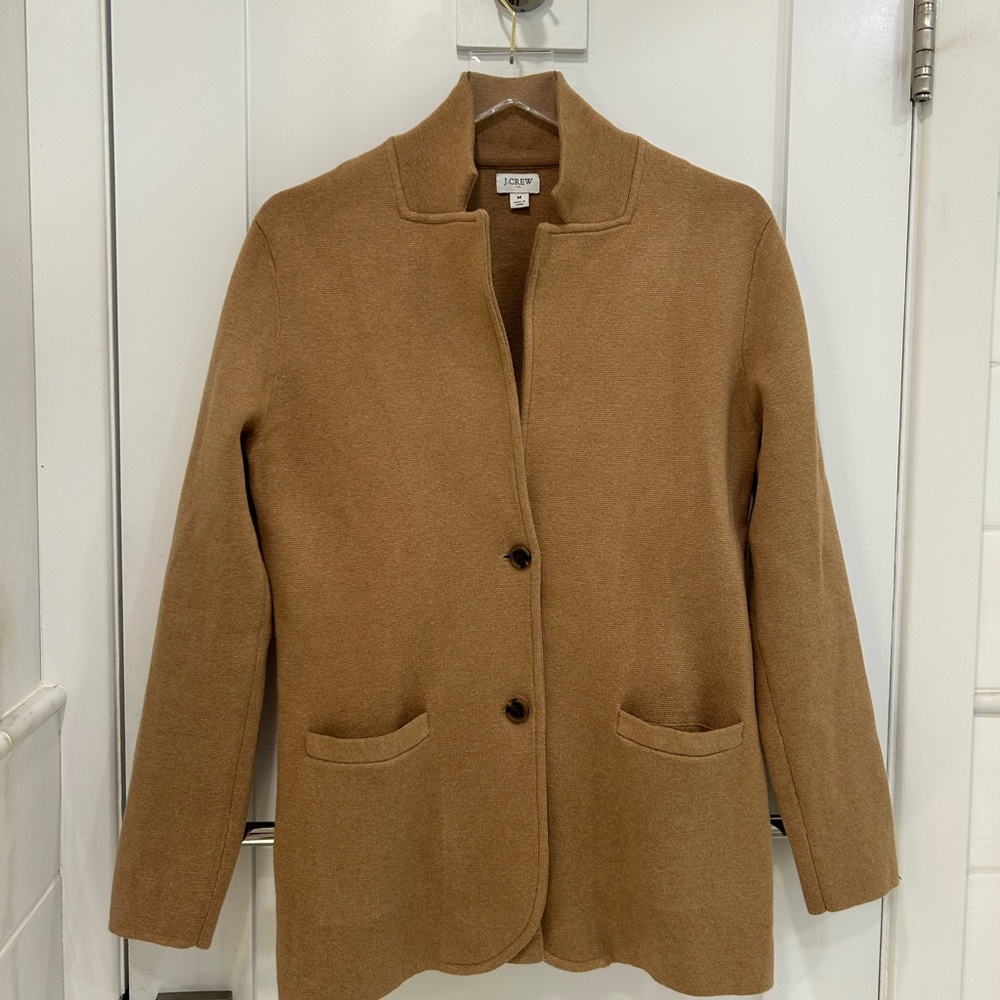 J Crew Tan Knit Blazer Ladies Size M